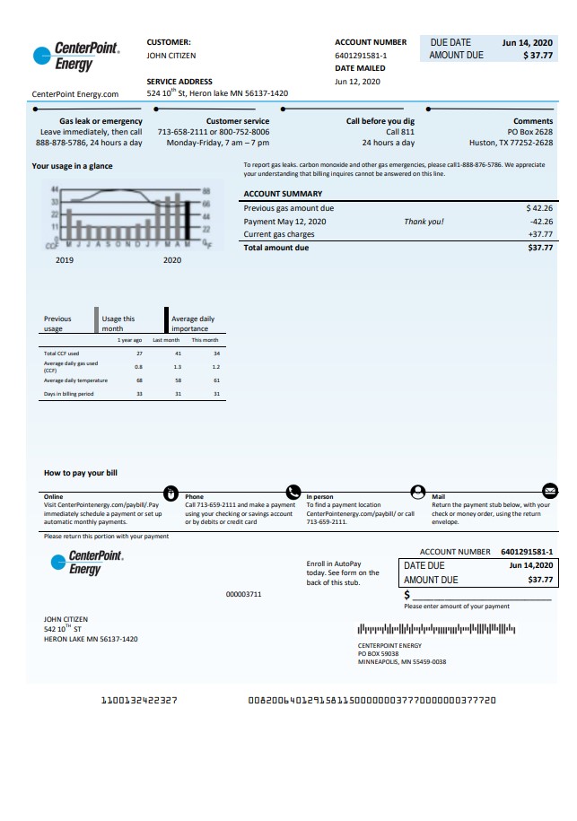  Minol USA business utility bill 